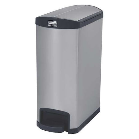 Slim Jim Step-On 13 gal Rectangular Step-On Can, Silver/Black, Foot Pedal, Stainless Steel