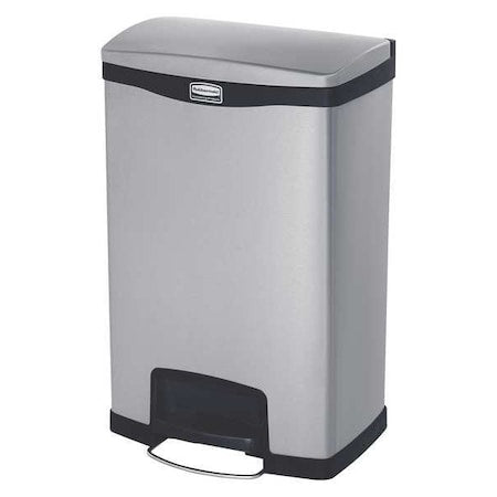 Slim Jim Step-On 13 gal Rectangular Step-On Can, Black, Foot Pedal, Stainless Steel, 13 5/8 in
