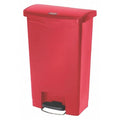 Slim Jim Step-On 13 gal Rectangular Slim-Profile Plastic Can, Red, Foot Pedal, Plastic, 12 in