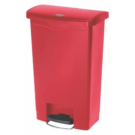 Slim Jim Step-On 13 gal Rectangular Slim-Profile Plastic Can, Red, Foot Pedal, Plastic, 12 in
