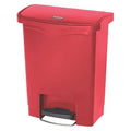 Slim Jim Step-On 8 gal Rectangular Slim-Profile Plastic Can, Red, Foot Pedal, Plastic, 11 3/8 in