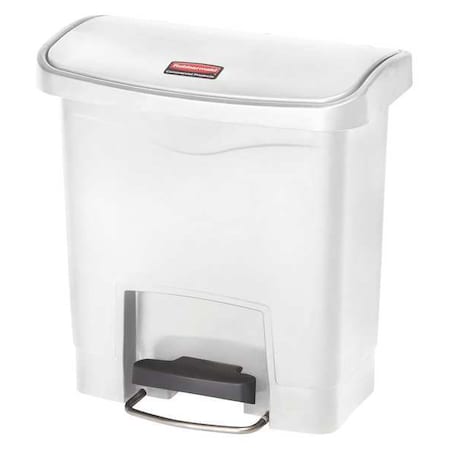 Slim Jim Step-On 4 gal Rectangular Slim-Profile Plastic Can, White, Foot Pedal, Plastic, 14 7/8 in