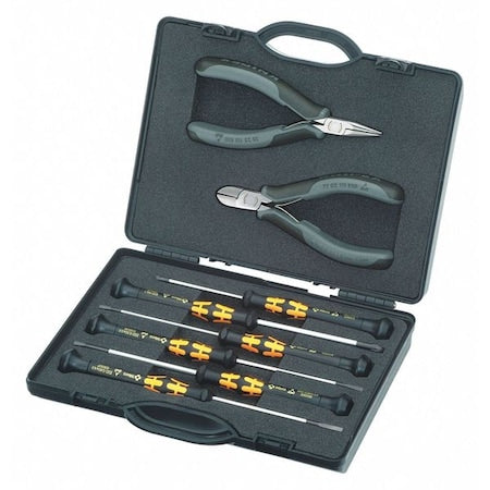 8 Piece Bi-Material Grip Precision Plier Set Electrostatic Discharge Comfort Grip Handle