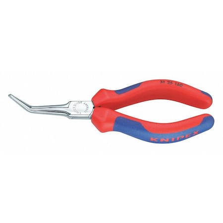 6 1/4 in Bent Long Nose Plier Multi-Component Grip Handle