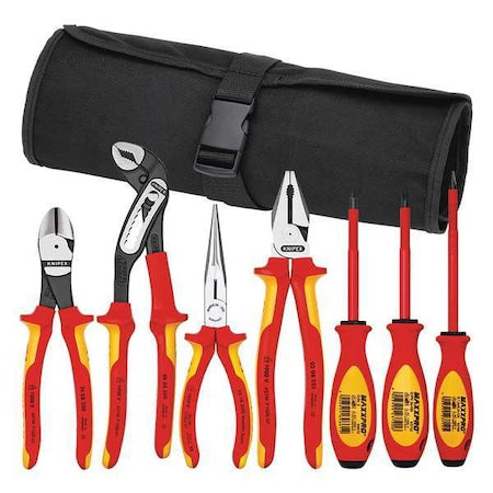 Insulated Tool Set, Tool Roll, 7-Pc