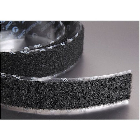 Reclosable Fastener, Rubber Adhesive, 75 ft, 4 in W, Black