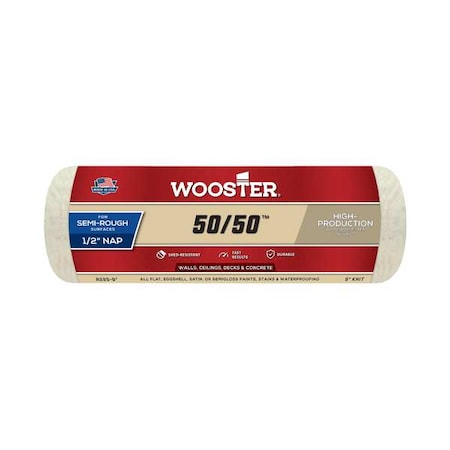 9" Paint Roller Cover, 1/2" Nap, Knit Lambswool/Polyester