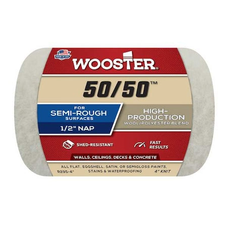 4" Paint Roller Cover, 1/2" Nap, Knit Lambswool/Polyester