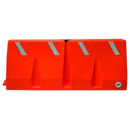 Jersey Barrier Polycade Traffic Barrier, Plastic, 62 1/4 in W x 24 in H, Orange