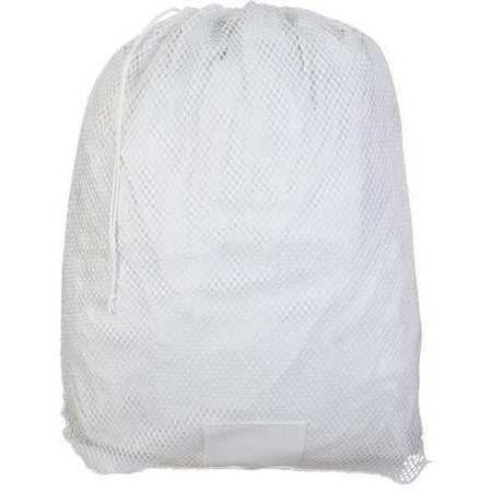 Drawstring, Medium Weight Mesh Polyester, Laundry Bag, White