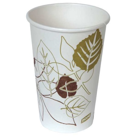 Disposable Hot Cup, 16 oz. White, Paper, Pathways, Pk1000