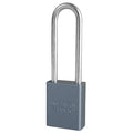 Padlock, Keyed Different, Long Shackle, Rectangular Aluminum Body, Hardened Steel Shackle, 3/4 in W