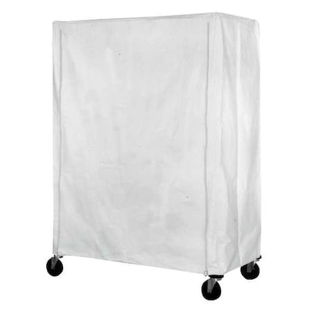 Cart Cover, 60x21x54, White, Poly, Zipper