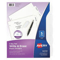 Avery Big Tab Write & Erase Durable Plastic Dividers 16370, 5 White Tabs, 1 Set