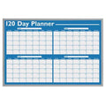 Calendar Planning Board, Plastic, 24 in, 36 in, Aluminum Frame, White/Blue, Gloss