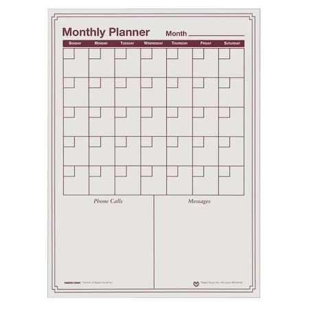 Planning Board, Plastic, 16 in, 12 in, No Frame Frame, White/Red, Gloss