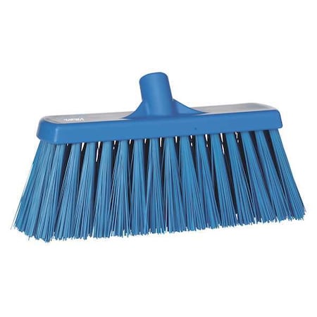 12 in Sweep Face Broom Head, Stiff, Synthetic, Blue