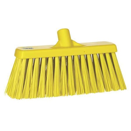 12 in Sweep Face Broom Head, Stiff, Synthetic, Yellow