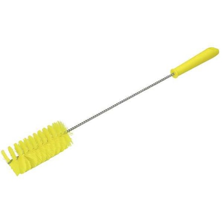 2" W Tube and Valve Brush, Medium, 13 25/64 in L Handle, 5 in L Brush, Yellow, 20 in L Overall