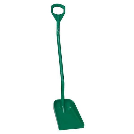 Ergonomic Square Point Shovel, Polypropylene Blade, 50 in L, Green