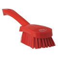3 in W Scrub Brush, Stiff, 5 57/64 in L Handle, 4 1/2 in L Brush, Red, Plastic, 10 in L Overall