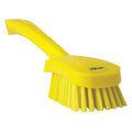 3 in W Scrub Brush, Stiff, 5 57/64 in L Handle, 4 1/2 in L Brush, Yellow, Plastic, 10 in L Overall