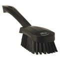 3 in W Scrub Brush, Stiff, 5 57/64 in L Handle, 4 1/2 in L Brush, Black, Plastic, 10 in L Overall