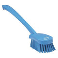 2 3/4 in W Scrub Brush, Stiff, 11 51/64 in L Handle, 4 1/2 in L Brush, Blue, Plastic