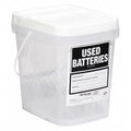 Battery Collection Container for Dry Cell Batteries, 2 gal Capacity, 9.75 in x 7.75 in x 9.62 in