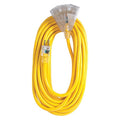 SJTW Extension Cord, 12 AWG, Outdoor, 12/3, 3 Outlets, Yellow, Vinyl, 50 ft