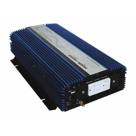 Power Inverter, Pure Sine, 4,000 W Peak, 2,000 W Continuous, 2 Outlets