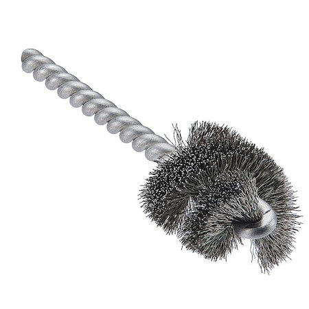 Fitting Brush, 3 1/4 in L Handle, 1 in L Brush, Silver, Stainless steel, 3 1/2 in L Overall