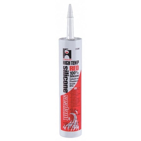 Silicone Sealant, 10 oz, Cartridge, Red, Silicone Base, High Temp