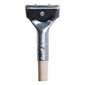 60" Handle, 1 in Dia, Silver, Tan, Wood