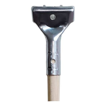 60" Handle, 1 in Dia, Silver, Tan, Wood