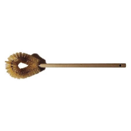 Toilet Brush, 10 in L Handle, 5 in L Brush, Yellow, Wood, 15 in L Overall