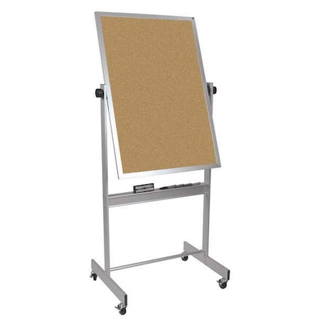 Combination Board, Cork, Porcelain, 40 in, 30 in, Aluminum Frame, White