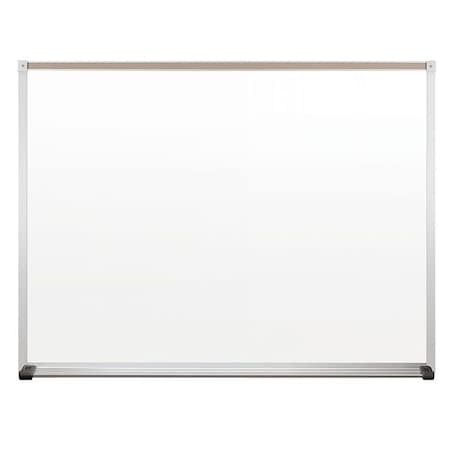 Dry Erase Board, Porcelain, 36 in, 48 in, Aluminum Frame, White, Gloss