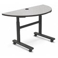 Half Round Training Table, 48" W, 56" L, 28.5" to 45" H, High Pressure Laminate Top, Gray Nebula