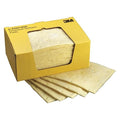 Sorbent Pad, 17 gal, 11 in x 13 in, Harsh Chemicals, Yellow, Polyester, Polypropylene
