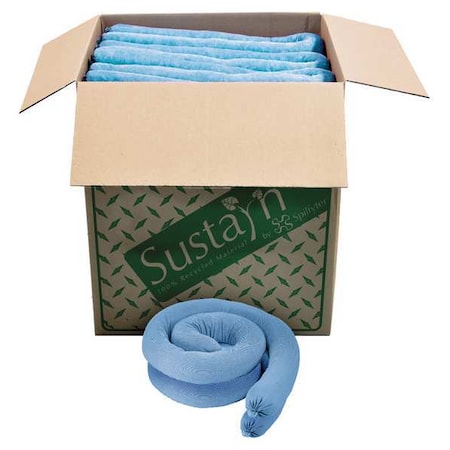 Sorbent Sock, 44 gal, 3 in x 48 in, Oil, Blue, 40 PK