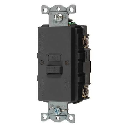 GFCI Receptacle, Black, Nylon, Back