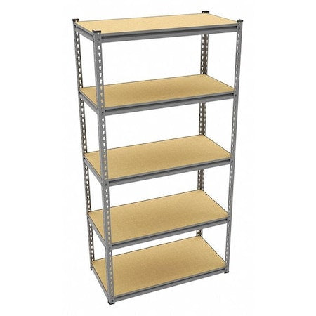 Boltless Shelving Unit, 18"D x 36"W x 72"H, 5 Shelves, Steel