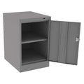 Shelving Storage Cabinet, 30 in H, 19 in W, 24 in D, Swing, Keyed, Medium Gray, 1 Shelves, 0 Drawers