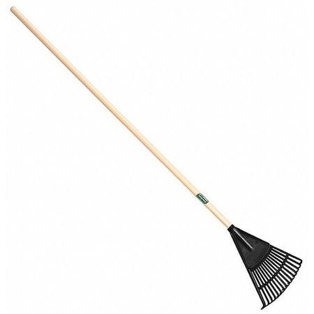 8 in Polypropylene Shrub Rake, 15 Tines, 43 in L Wood Handle
