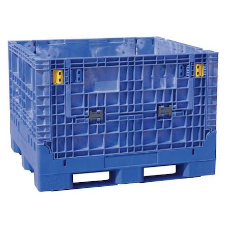 Collapsible Bulk Container 28.7 cu ft Volume Cap., 48 in L, 45 in W, 34 in H, Plastic, Blue
