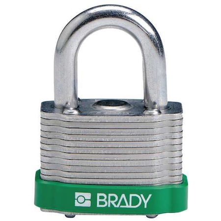 Keyed Padlock, Open, Rectangular Steel Body, Hardened Steel Shackle, 23/32 in W