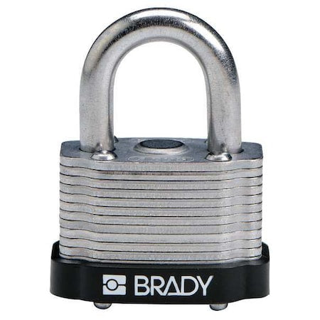 Keyed Padlock, Open, Rectangular Steel Body, Hardened Steel Shackle, 23/32 in W