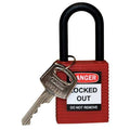 Lockout Padlock, Keyed Different, Nylon, Red, 1 1/2 in Shackle Height, 1 1/2 in Body Width