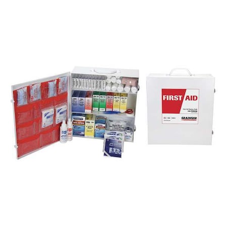 First Aid Kit and Housing, Metal Cabinet, 760 Components, 100 People Served
